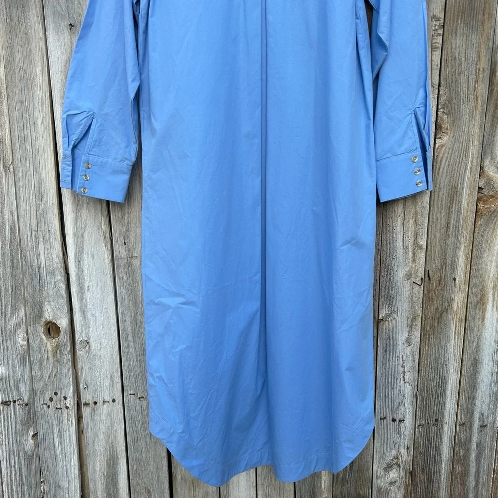 Anthropologie Maeve The Soren Long Sleeve Midi Shirt Dress Cotton Blue M - Picture 12 of 16